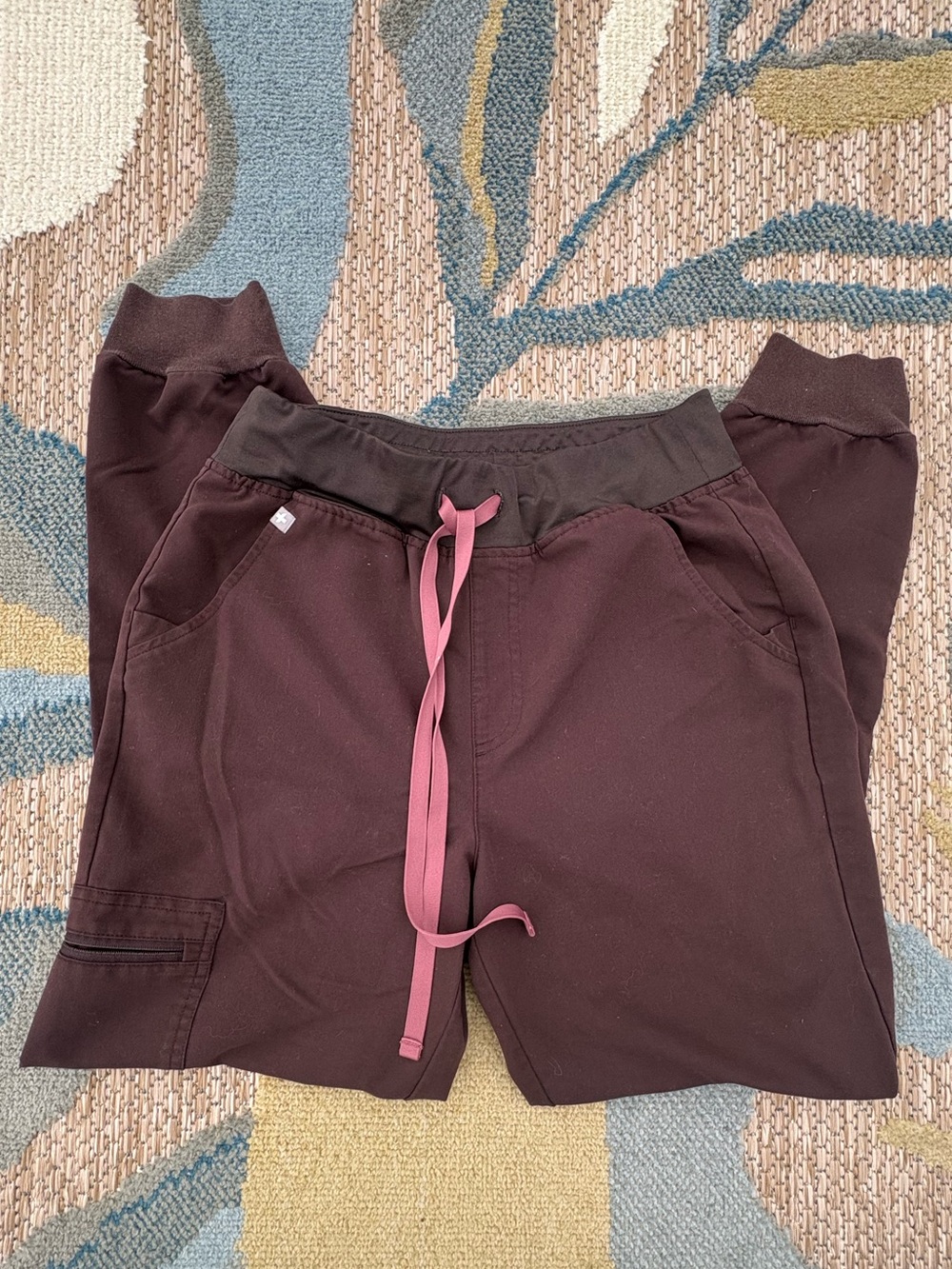 Figs Mauve Monochromatic Jogger Scrub Pants with Pink Drawstring